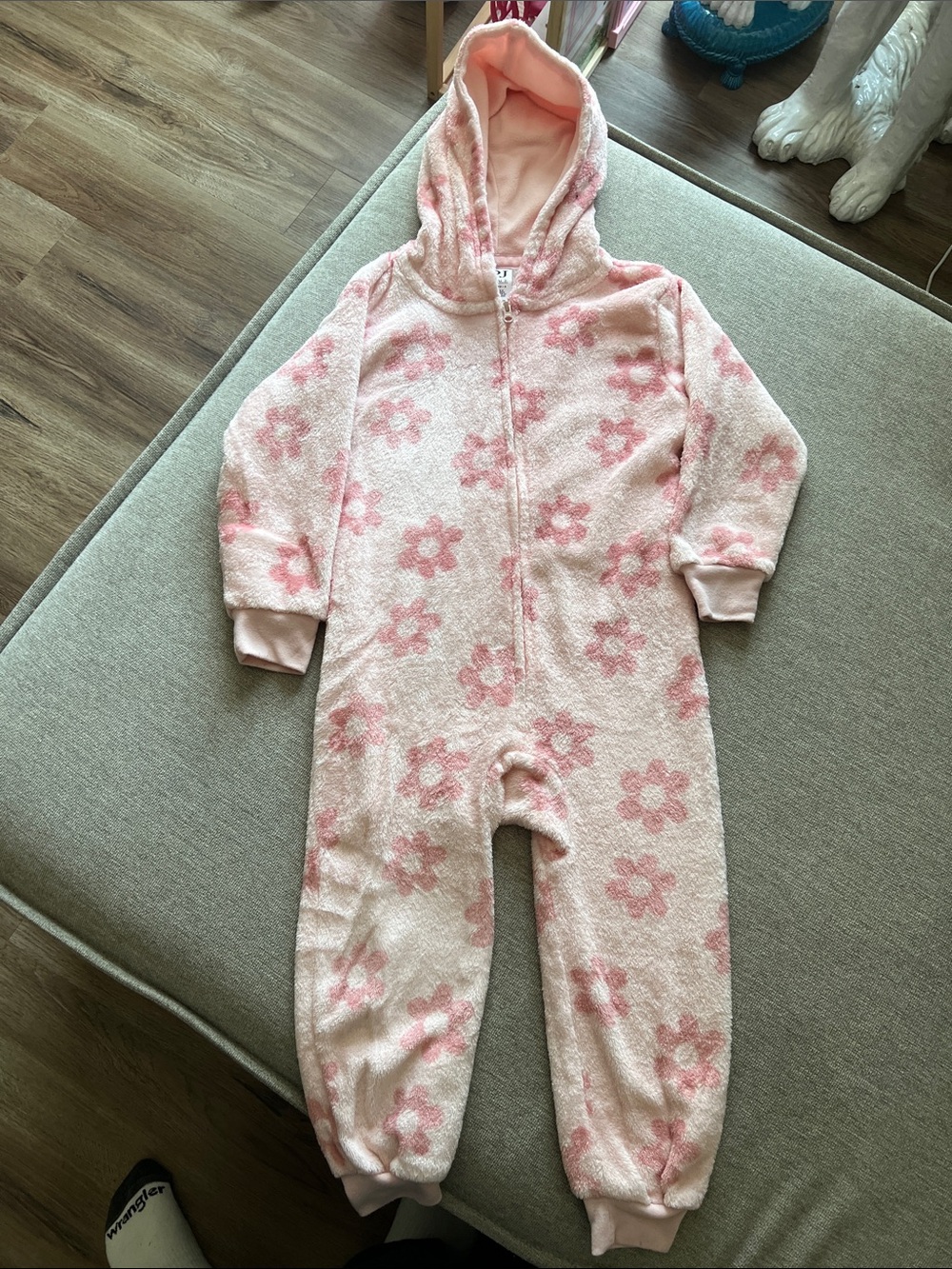 The Children's Place Pink Floral Hooded Fleece One-Piece Pajama